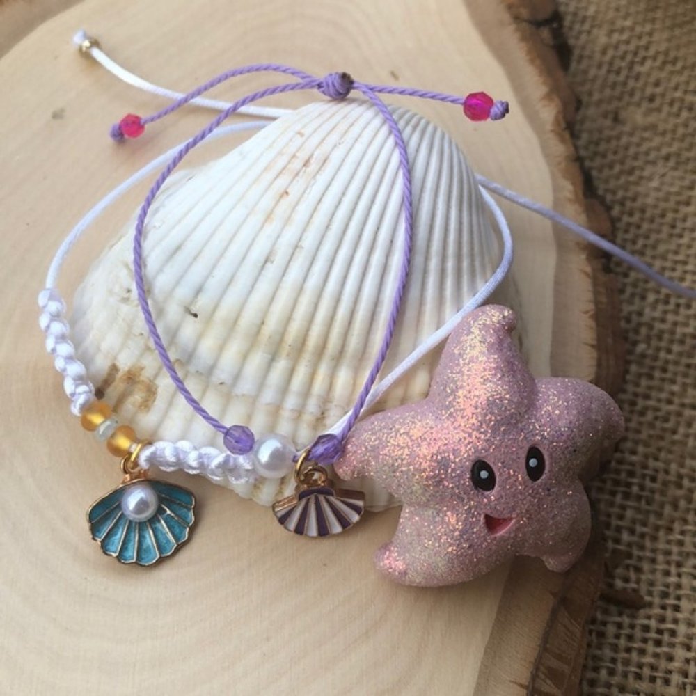 Seashell Pearl braided Mommy & Me bracelet set